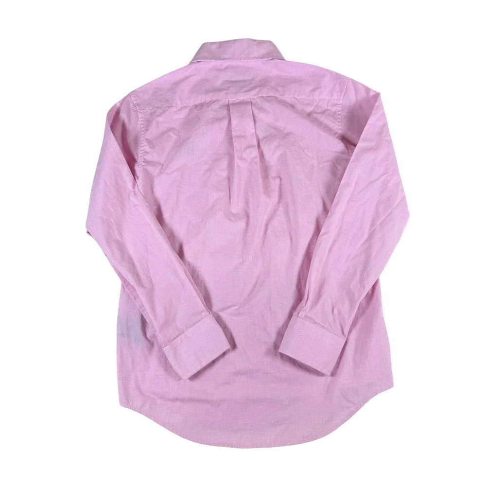 Lauren Ralph Lauren Pink Micro Houndstooth Button Down Shirt Boys 14 Preppy